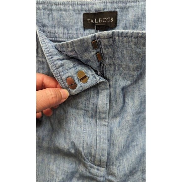 Talbots Linen Cropped Pants Womens Coastal Chambray Size 12P Light Blue - Picture 5 of 5
